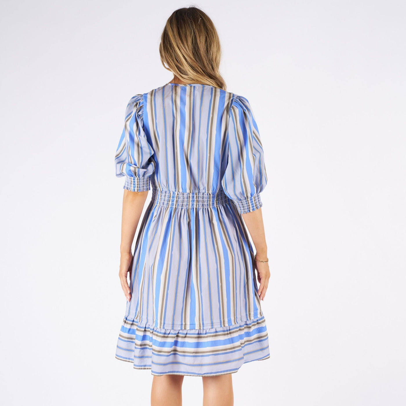 Elora Stripe Cotton Dress Blue Stripe