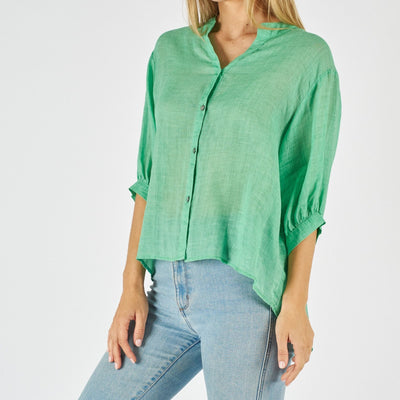 Aurora Linen Shirt Spring Green