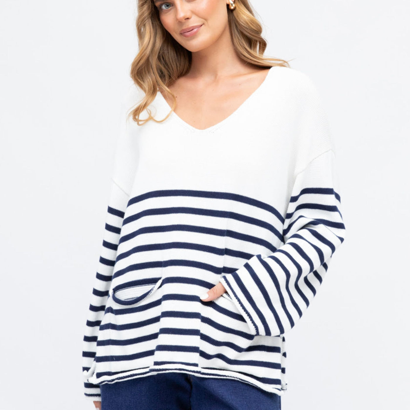 Pippa Sweater Navy Stripe