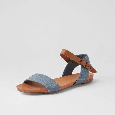 Jinnit Blue Distressed Denim Tan