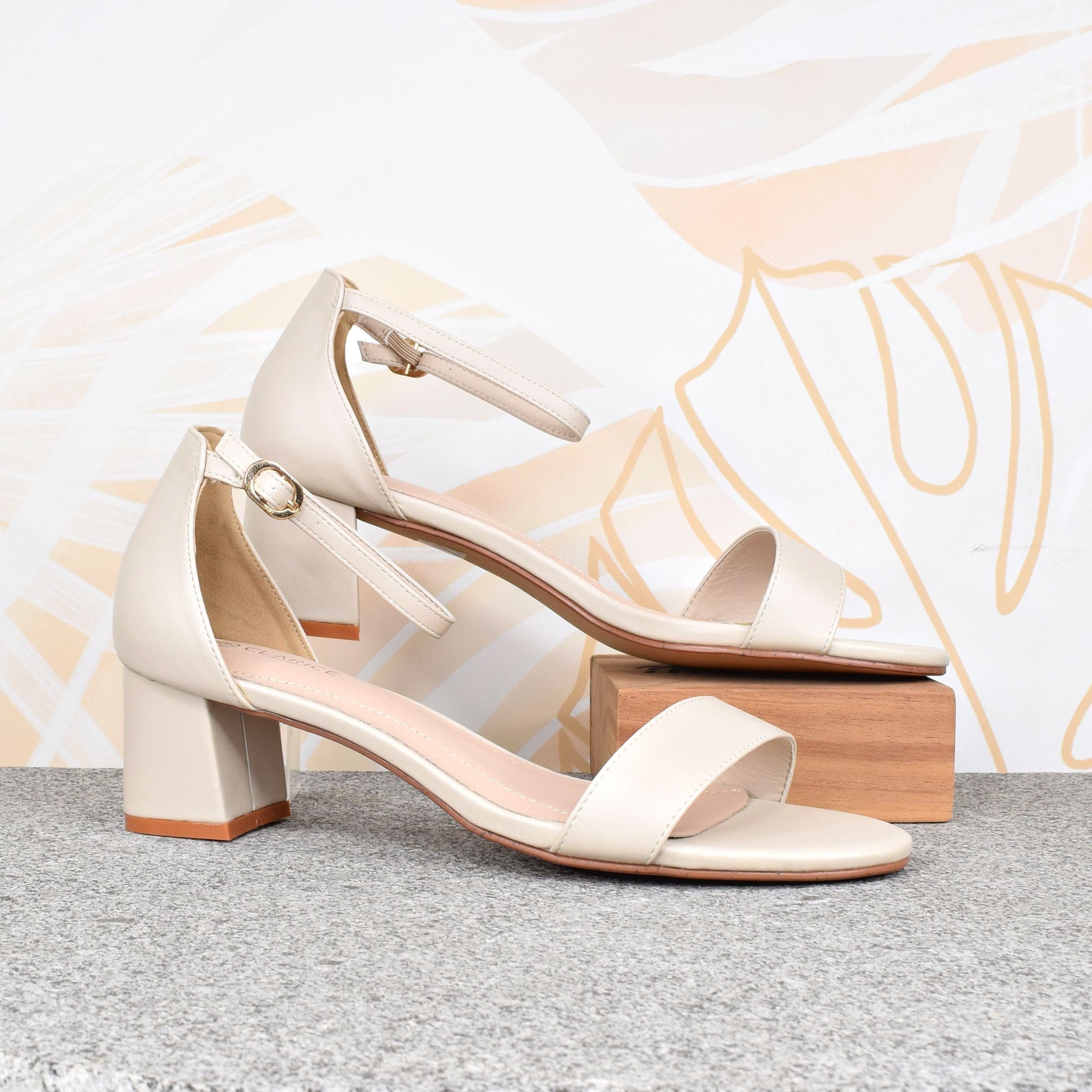 Adoor Nude by Clarice | Womens Heels by floral back drop up to size 12