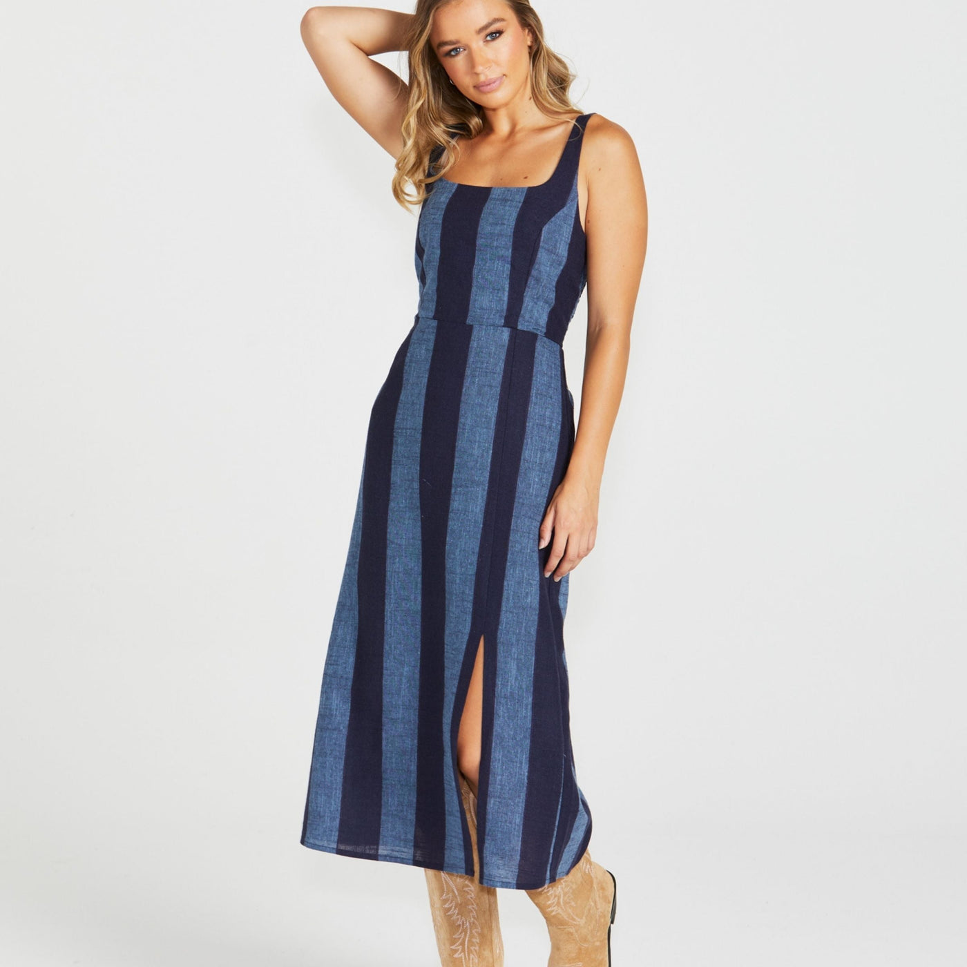 Cailee Midi Dress Navy Stripe