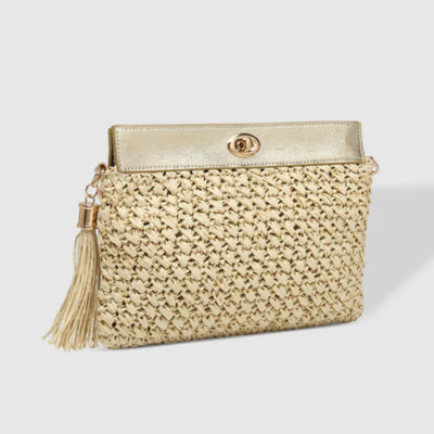 Fern Raffia Clutch Champagne