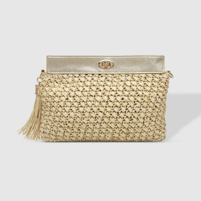 Fern Raffia Clutch Champagne