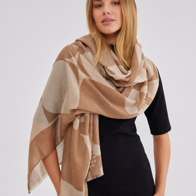 Fortune Scarf Natural & Taupe