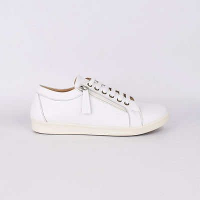 Hami White by Tesselli | Womens Sneaker by White Backdrop Wide Fitting Side Zip
