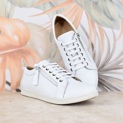Hami White by Tesselli | Womens Sneaker by Floral Backdrop Wide Fitting 