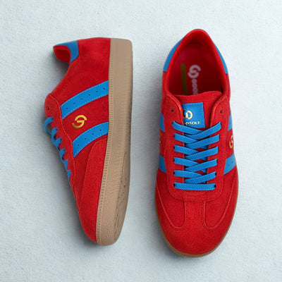 Parallel Melon Red Blue Suede