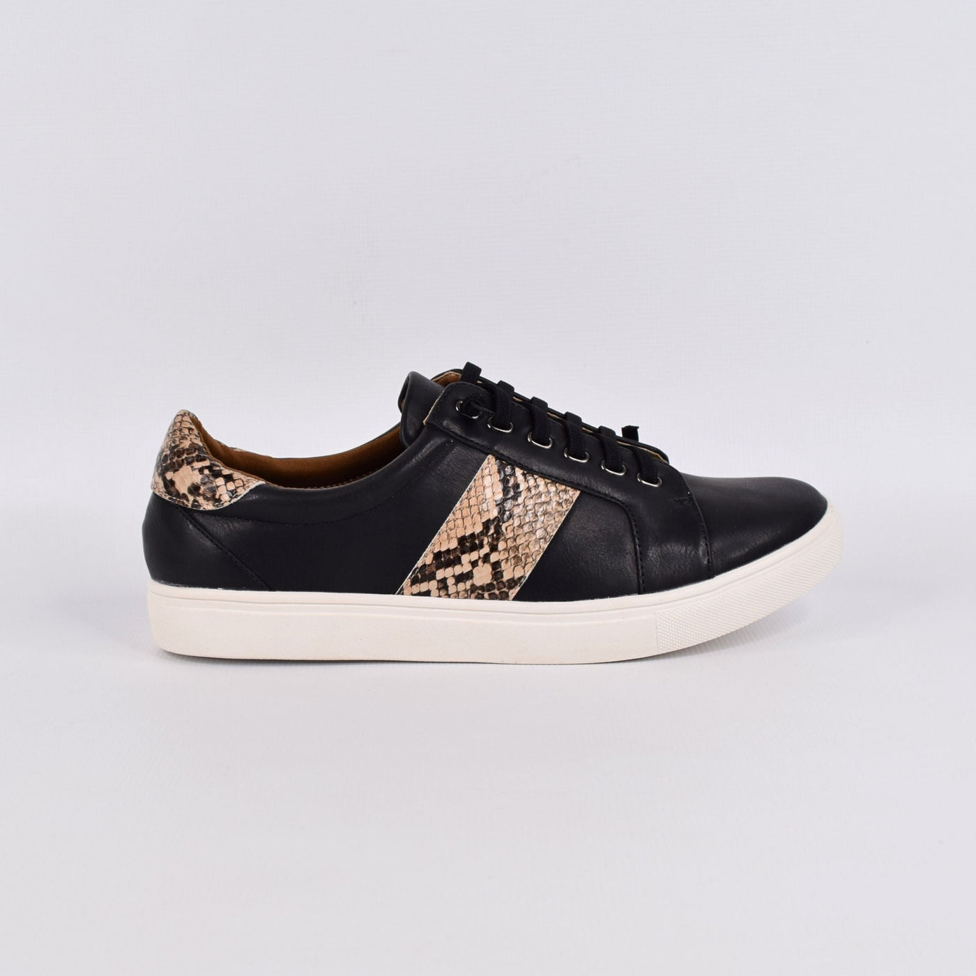 Skale Black Snake by Step on Air | Womens sneakers by white backdrop synthetic leather
