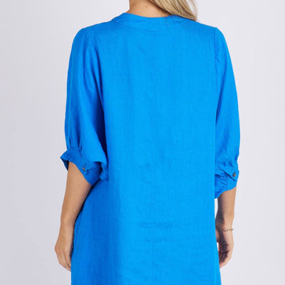 Annya Linen Dress Cobalt Blue