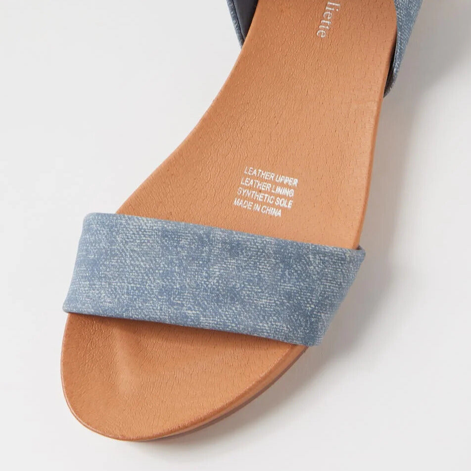 Jinnit Blue Distressed Denim Tan