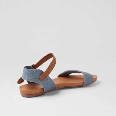 Jinnit Blue Distressed Denim Tan