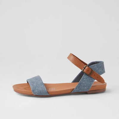 Jinnit Blue Distressed Denim Tan