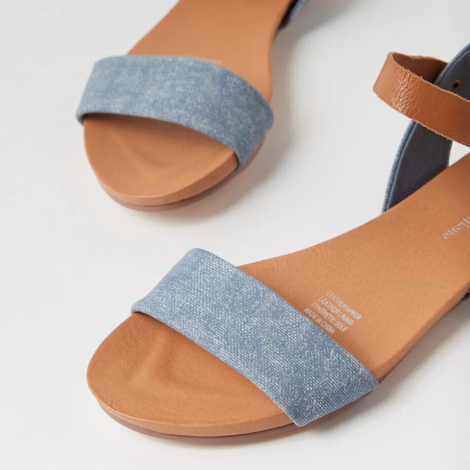 Jinnit Blue Distressed Denim Tan