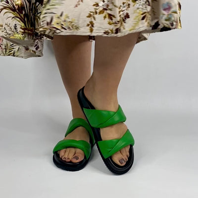 Believe Emerald by Chrissie | Womens Wide Fitting Slides by white back drop video