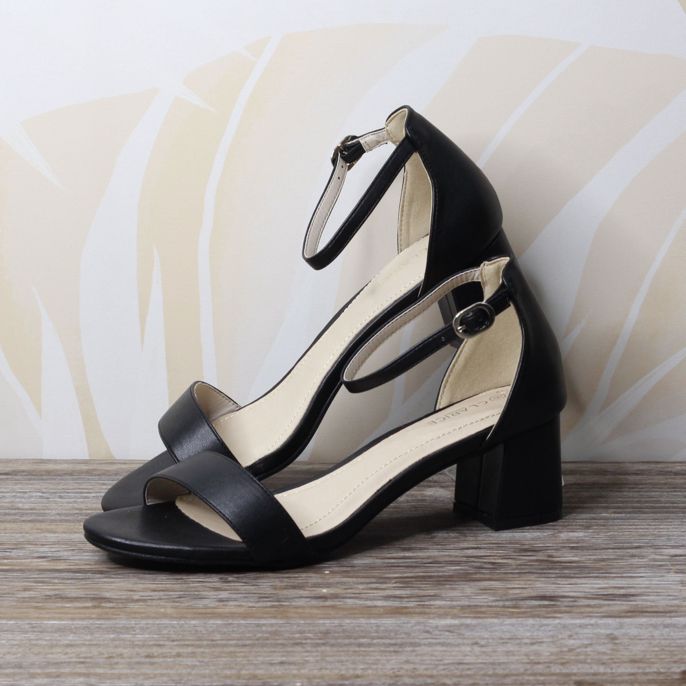 Adoor Black by Clarice | Womens Heels by wooden back drop up to size AU 12