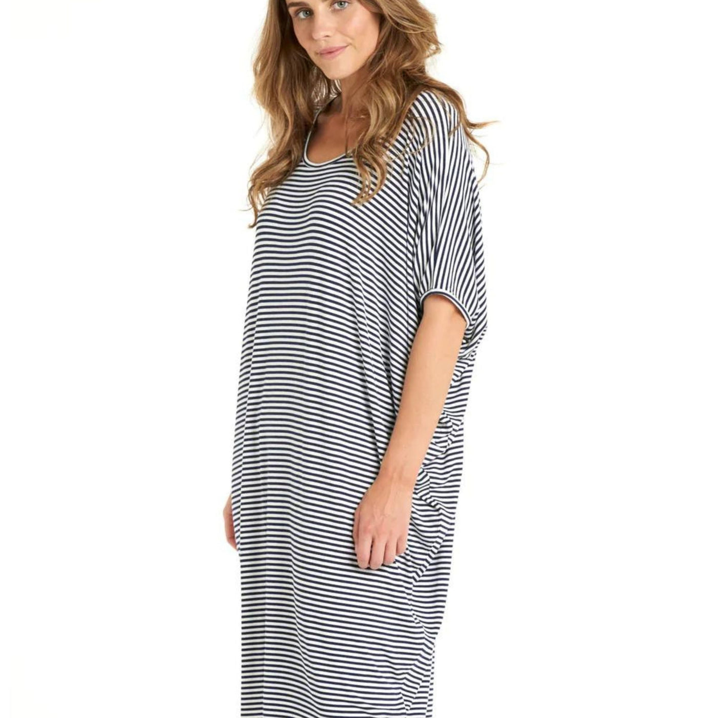 Maui Dress Navy Blue White Stripe