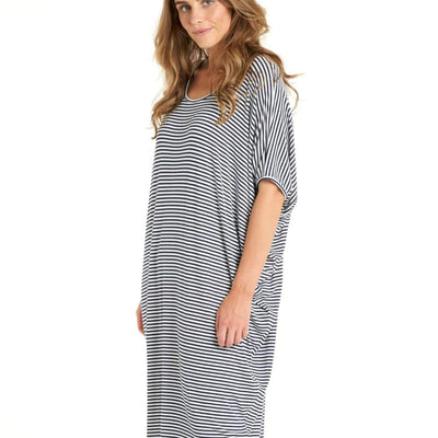 Maui Dress Navy Blue White Stripe