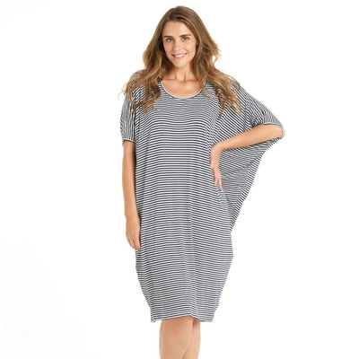 Maui Dress Navy Blue White Stripe